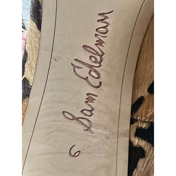 Sam Edelman Pumps Sz 6 Leather & Fabric Uppers Leopard Pointed Toe 3” Heels - Picture 8 of 11